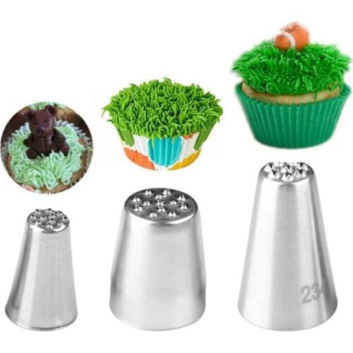 3Pcs Steel Silver Pastry Nozzles Fondant Cakes Cream Decor Set Cookies Supplies Big Style Nozzles Kitchen Gadgets