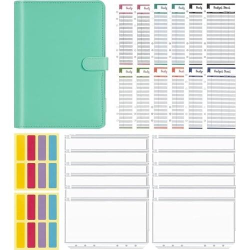 A6 Budget Binder Money Saving Cash Envelopes System Cover,Waterproof Clear Binder Pockets,Expense Budget Planner
