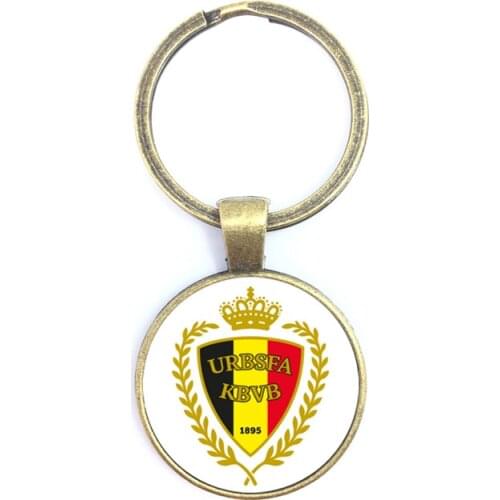 Belgium/Germany/Denmark/Poland/Iceland National Football Team Logo Football Keychain Ring Holder Fans Souvenir Gift