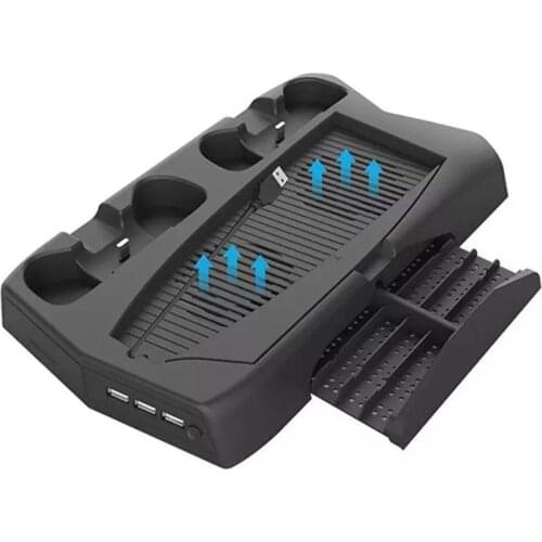 For PS5 3 in 1 DE/UHD host multi-function charging cooling fan base Game Disc storage tray handle base charger bracket