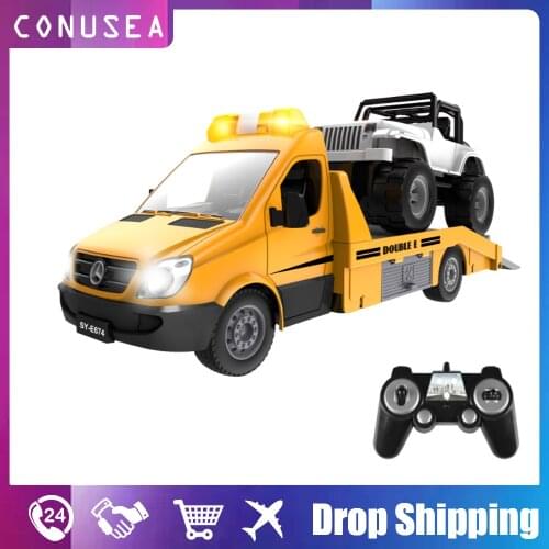 Double E E674 1/18 RC TRUCK Radio Controlled Car Tractor Traffic Police Road Wrecker construction vehicle trailer toy boy kids