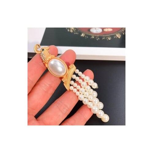 Elegant Antique Series Phoenix Pearl Tassel Brooch