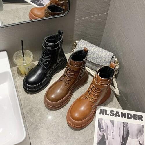 Plus fleece boots Martin boots womens shoes autumn and winter new short boots womens tide British style boots X686