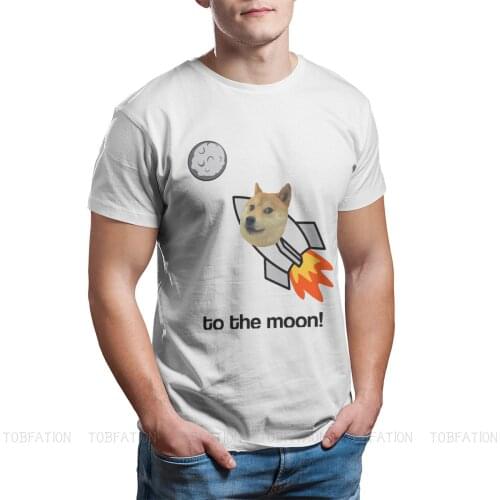 Doge To The Moon O Neck TShirt Dogecoin Cryptocurrency Miners Meme Pure Cotton Classic T Shirt Men Tops New Design Oversized