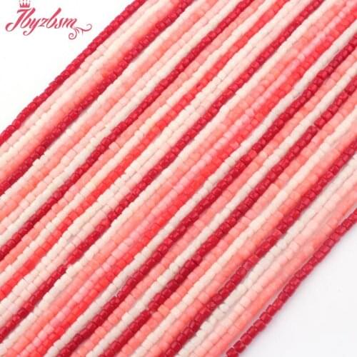 2x2mm Smooth Drum Coral Beads Natural Stone Beads For DIY Necklace Bracelets Earring Pandant Jewelry Making 15" Free Shipping