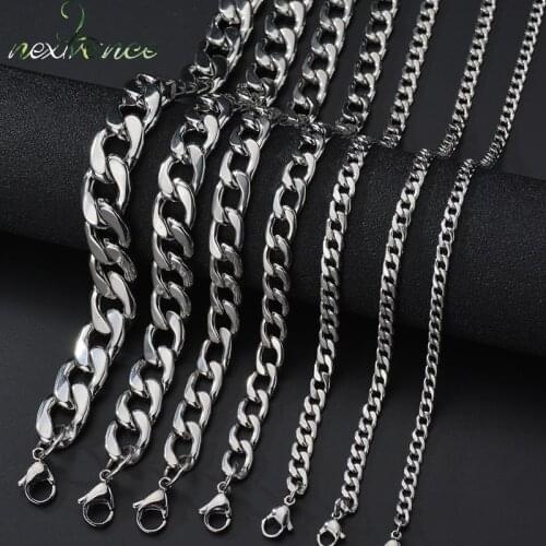 Quality Stainless Steel 1-3.5mm 50-70cm Chain Necklace For Men Link Chain Curb Cuban Multiple Styles For DIY Wholesales
