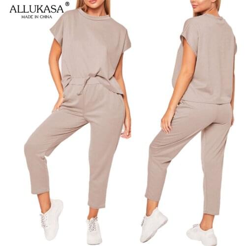 Allukasa 2 Piece Outfits for Women Outfit Casual Trousers Suit Ropa De Mujer Streetwear Conjunto Femenino Summer Joggers Set New