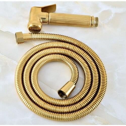 Gold Color Brass Bathroom Telephone Shape Hand Spray High Pressure Handheld Shower head 1.5m Hand Held Shower Head Hose ahh037