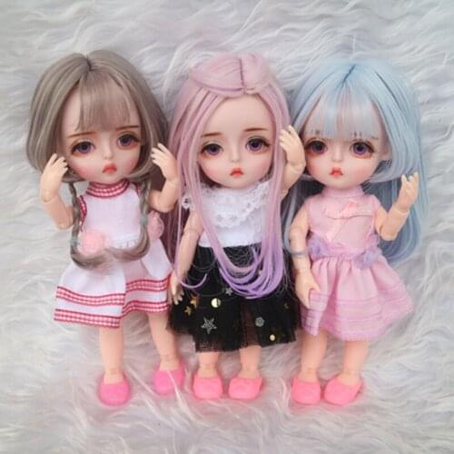 16cm Fashion Mini Wig BJD Doll Movable Joint Girl Dolls 3D Big Eyes Beautiful Cute DIY Toy Doll with Clothes Dress Up Doll
