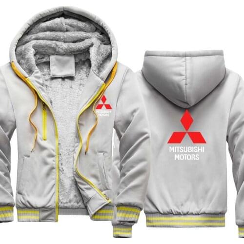 Winter velvet thickening Mens Hoodies Mitsubishi car logo printing Fashion Plus velvet thickening Male clothes