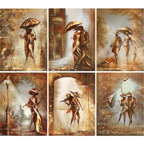 DIY Painting By Number Street couple Pictures By Number Kits For Children Acrylic Paint Picture 40x50cm Frames Decoration Home