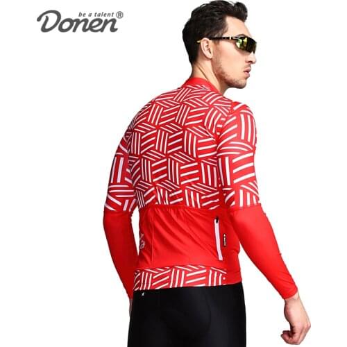 DONEN New Arrival stripe cycling Club Long sleeve cycling jersey tight race short cycling wear Ropa Ciclismo road bike clothes