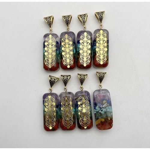 Fashion new Orgone 41x17mm 10pc retro Reiki Healing colorful natural stone pendant cuboid charms Accessories free shipping