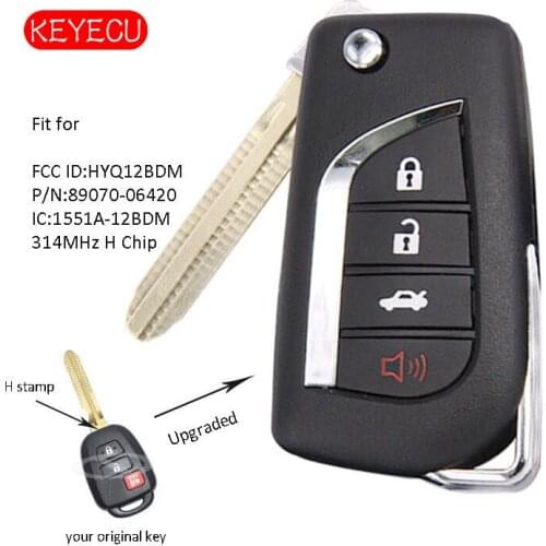 Keyecu Upgraded Flip Remote Key Fob 2+1 Button 314MHz H Chip for Toyota RAV4 Prius C/V 2014-2016 FCC: HYQ12BDM
