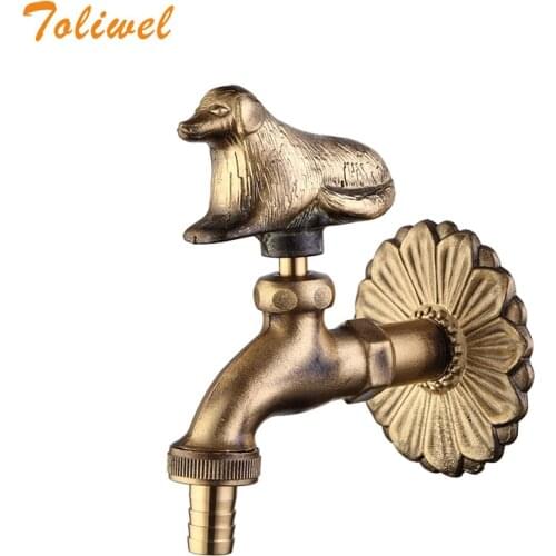 Outdoor Decorativ Garden Faucet Animal Shape Bibcock Green/Antique Brass Tap For Washing Mop/Garden Watering Animal Faucet