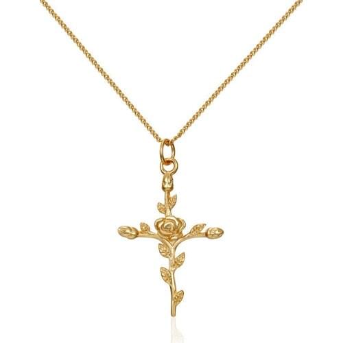 S925 Sterling silver necklace Female Cross Rose Pendants dropshipping Jesus Cross Pendant Necklace Jewelry For Men/Women