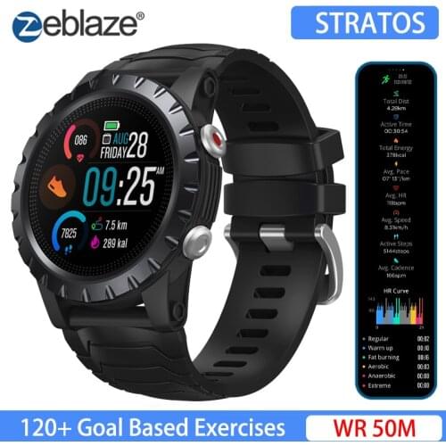 Zeblaze Stratos Professional GPS Sport Smart Watch 120+ Goal Based Exercises Water Resistant 50M HR SpO2 VO2 Max Monitor Watch