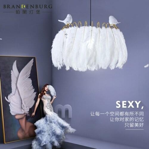 Nordic feather pendant light warm children bedroom Scandinavian lamp Hanging Lamp E27 Indoor