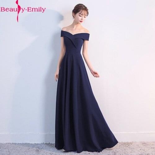 Sexy Simple Off the Shoulder A Line Evening Dress 2020 Sexy V-Neck Criss-Cross Sleeveless Zipper Back Satin Navy Blue Dresses