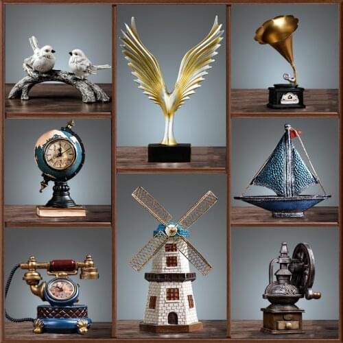 Modern Resin Retro Small Ornaments Home Livingroom Table Figurines Decoration Crafts Cafe Bar Restaurant Furnishing Accessories