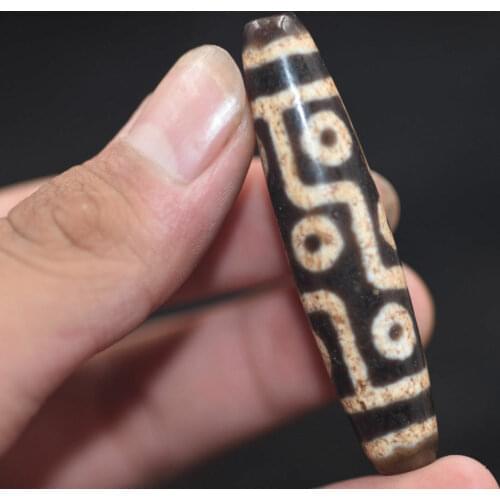 Tibetan prayer worry dzi bead old agate treasure 9 eye gzi antique tibet