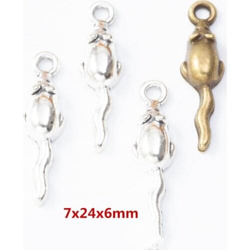 200pcs 7*24MM Antique silver color rat vole mouse charm vintage metal pendants for bracelet earring necklace diy jewelry making