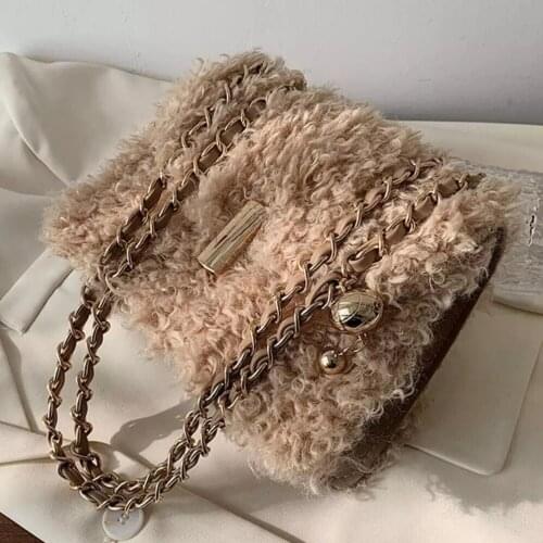 Vintage Woolen Crossbody Bags for Women Winter Warm Fashion Wild Small Shoulder Bags Trending Womens Handbag