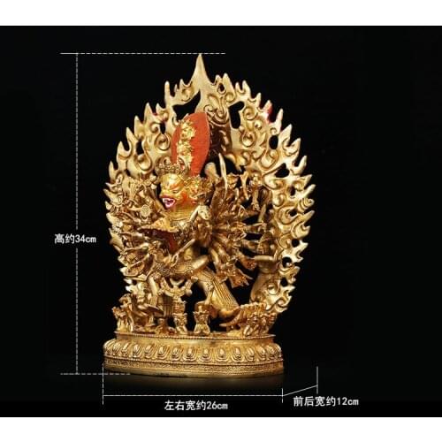 High-grade Buddha # HOME Talisman efficacious Protection # Tibetan Buddhism Yamantaka the Buddha Gilding copper statue 34CM