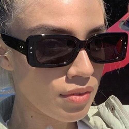 Rivet Square Frame Women Men Sunglasses Gray Tan Lens UV400 Eye Protection Girl Sexy Ladies Outdoor Eyewear