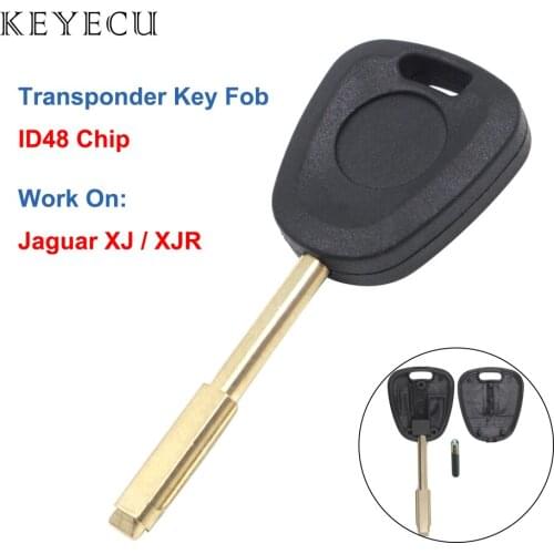 Keyecu Replacement Transponder Key Fob with ID48 Chip for Jaguar XJ XJR 2000 2001 2002 Uncut Blade