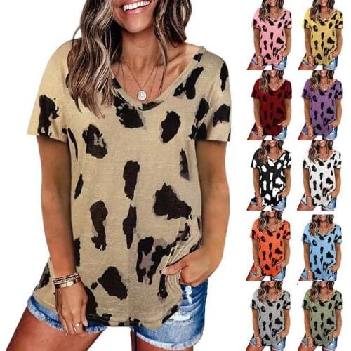 Woman Tshirts New Summer 2021 Leopard Print Leisure Female T-shirt Short Sleeves Jacket Harajuku T Shirt Women AXR2021218