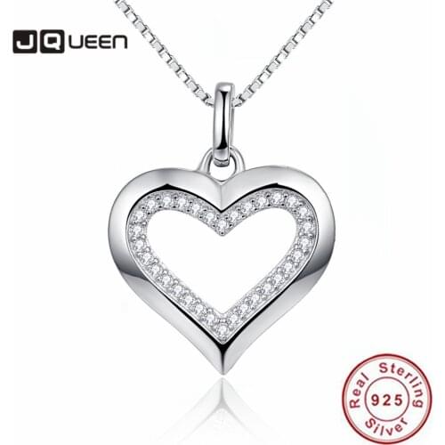 JQUEEN 925 Sterling Silver Heart-shaped Diamond Necklace for Women Wedding and Engagement Gift Fine Jewelry