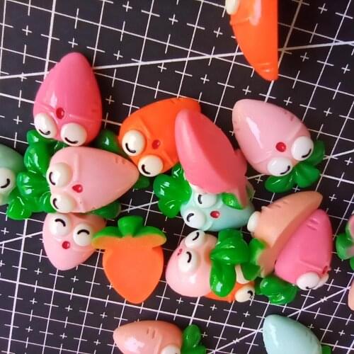 1pcs/lot resin flat back colorful radish carrot 27mm Cabochons Hair Bow Center DIY Christmas decration