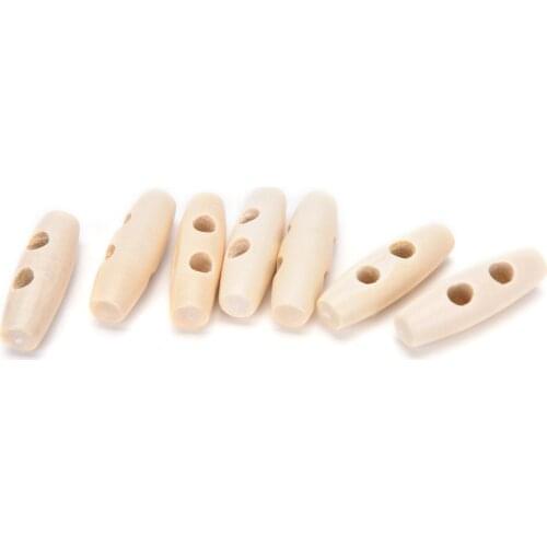 20PCs 2 Holes Wooden Buttons Sewing Horn Toggle Buttons For Coat Cloth Accessories DIY Craft Scrapbooking 30mm*11mm
