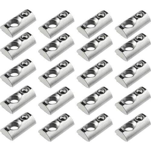 New 25 Pack 2020 Series M5 T Slot Nuts Roll-In Spring Ball Loaded Elastic Nuts for 2020 Series Aluminum Extrusion Profile Rail w