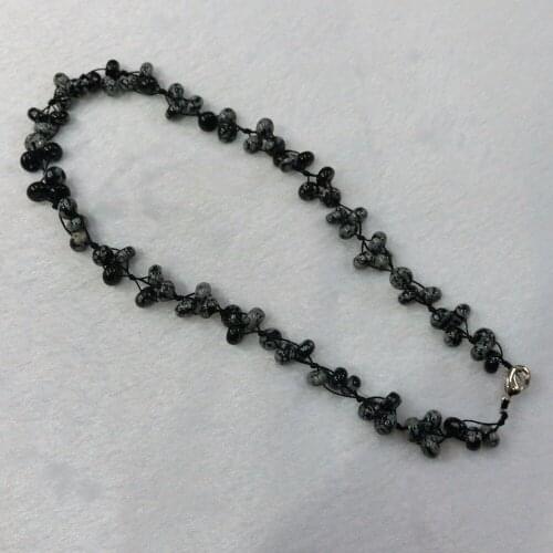 3pcs/lot Natural Quartz Stone Snowflake Obsidian Hand-woven Colorful ELF Choker Torque Energy Treat Beaded Necklace Collar Free