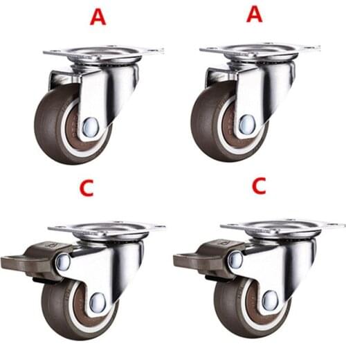 4pcs 1.5 inch TPE 8*20mm ultra quiet rubber wheel brake cabinet furniture casters brake wheel with screw