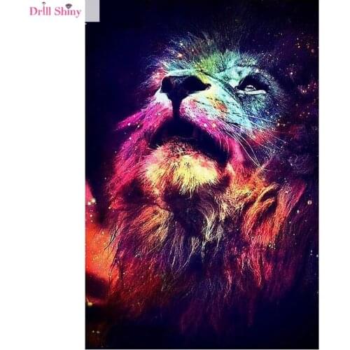 5D DIY Full Square Diamond Painting Lion Crystal Diamond Embroidery Cross Stitch Color Lions Needlework Wall Arts Decorative