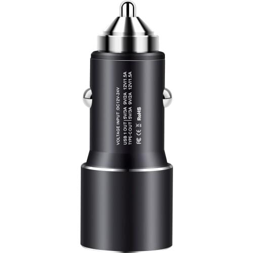 Aluminum alloy USB Car Charger Quick Charge 3.0 QC3.0 Type C Mobile Phone PD 36W Fast Charging Adapter For iPhone 12 Samsung S21