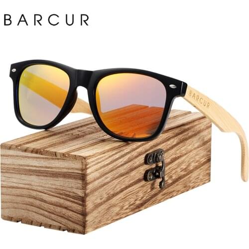 BARCUR Wood Sunglasses Spring Hinge Handmade Bamboo Sunglasses Men Wooden Sun glasses Women Polarized Oculos de sol masculino