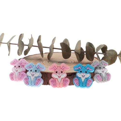 50pcs Baby Silicone Beads Rabbit Baby Teether For Teeth Pacifier Chain Nurse Teething Cartoon BPA Free Baby Goods Chew Necklace
