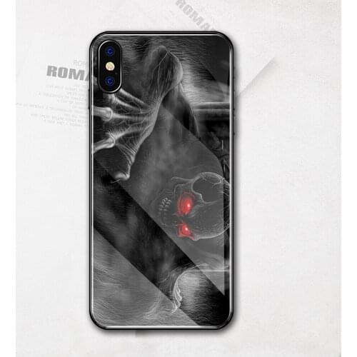 For iphone xs max case skull night tempered glass case cover for iphone x xr xs max 11 pro max 6 6s 7 8 plus DIY case