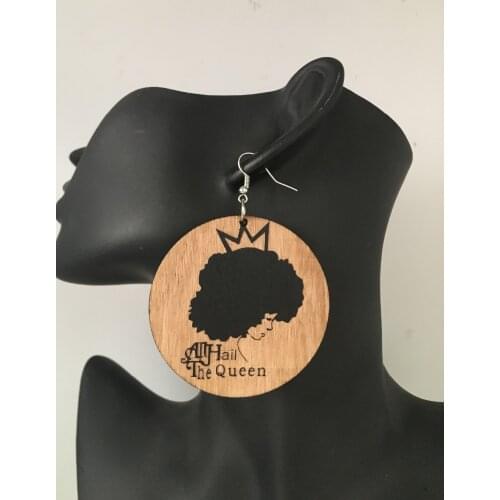 All Hail The Queen Wooden Earrings