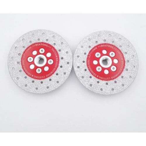 DIATOOL 2pcs 4.5" Double Sided Vacuum Brazed Diamond Cutting & Grinding Disc With M14 Thread Premium Quality
