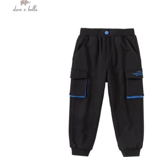 DKY18977 dave bella autumn 5Y-13Y kids boys fashion floral pockets pants children boutique casual full-length pants