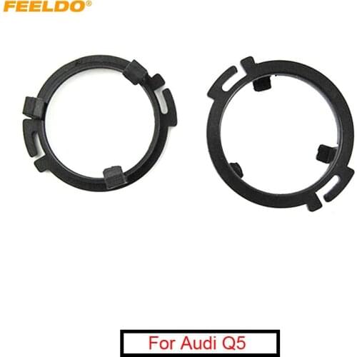 FEELDO 1Pair Black Auto Speaker Spacers Mat for Audi Q5 Rear Door Tweeter Pads Reinforced Washer Mounting Kit
