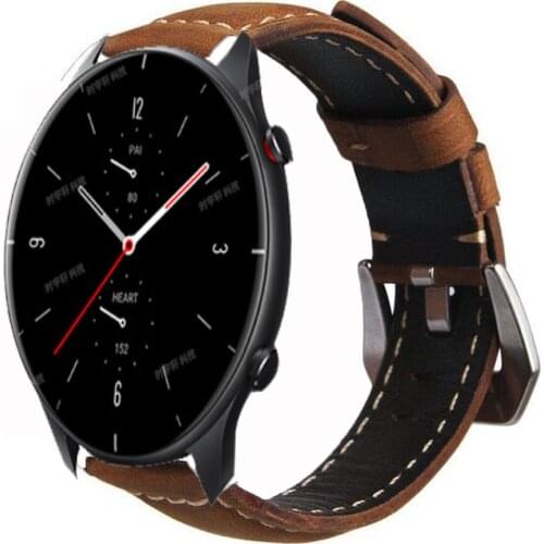 Leather Strap for Huami Amazfit Smart Watch Bracelet Watchband Belt For Amazfit GTR 2E/GTR2/Amazfit Stratos 2 2S 3 47mm Bands
