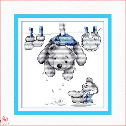 Joy Sunday The Bear Doll 14CT 11CT Counted and Stamped Fruit Cartoon Home Decoration Needlework Embroidery DIY Cross Stitch kits