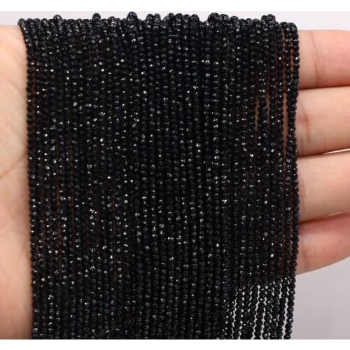 Hot Sale Charm Faceted Black Spinel Beaded Natural Gem Stone Small Loose Beads for Jewelry Making DIY Bracelet Necklace 14