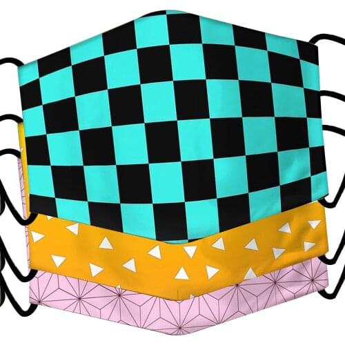 Halloween Funny Demon Slayer Costume Cosplay Masks Women Men Unisex Face Decoration Dustproof Reusable Cotton Adult Mask Outdoor